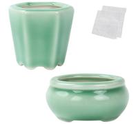 happy bonsai 2.4-2.8" (6-7cm) Mini Green Pots Value Set of 2