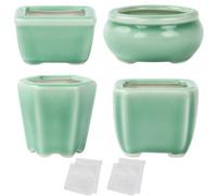 happy bonsai 2.4-2.8" (6-7cm) Mini Green Pots Value Set of 4