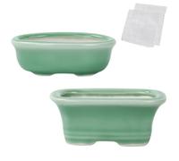 happy bonsai 3.2-3.9" (8-10cm) Mini Green Pots Value Set of 2
