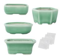 happy bonsai 3.2-3.9" (8-10cm) Mini Green Pots Value Set of 4