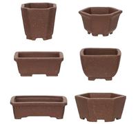 happy bonsai 6 pc Unglazed Planter Pots Mini Succulent 2" (5 cm) Natural Color