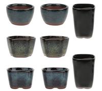 happy bonsai 8 pc Mini Glazed Pots 1.6 Inch (4cm)