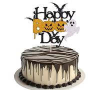Happy Boo Day Cake Topper Glitter Little Boo Halloween Party Decorations Spooky Bat Cake Pick for Ghost Halloween Theme Baby Shower Kids Birthday Party