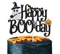 Happy Boo Day Cake Topper, Here for the Boos, Spooky Bat Décor, Halloween First Birthday Baby Shower Decoration Supplies for Boy Girl