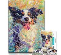 Happy Border Collie 1000 Piece Jigsaw Puzzle for Adults And Teenagers,Help The Brain Exercise Addictive Toys to Cultivate Patience Suitable for Couples 38x26cm