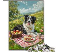 Happy Border Collie 1000 Pieces Jigsaw Puzzles For Teens And Adults, Toys Educational Games Stress Relieving Unique Birthday And Gifts (50x75cm)