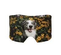 Happy Border Collie Dog Flowers, Full Eye Covers Light Blocking Eye Mask Sleep Eye and Ear Muffs
