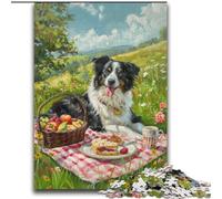 Happy Border Collie Jigsaw Puzzles for Teenagers 2000 Piece, Educational Games Home Decoration Suitable for Desktop Decoration (70x100cm)