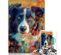 Happy Border Collie Jigsaw Puzzles for Teenagers,Help The Brain Exercise Addictive Toys to Cultivate Patience A Work of Art 38x26cm