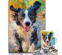 Happy Border Collie Jigsaw Puzzles for Teenagers,Help The Brain Exercise Addictive Toys to Cultivate Patience A Work of Art 50x75cm