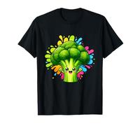 Happy Broccoli Kawaii Rainbow Splash Kids T-Shirt