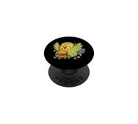 Happy Budgie Flying With Burger PopSockets Adhesive PopGrip