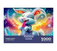 Happy Bunny 1000-Piece Jigsaw Puzzle Classic Magical Rabbit Educational Games for Senior Citizens Recycled Cardboard 52x38cm/1000pcs