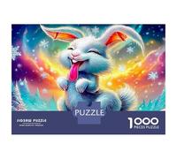 Happy Bunny 1000 Piece Jigsaw Puzzle for Adults Bunny Cosmic Starlight Colourful Jigsaws Challenge Games Creativity & Gift Giving 52x38cm/1000pcs