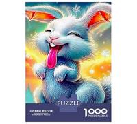 Happy Bunny 1000-Piece Premium Cardboard Rabbit in Nebula Adult Jigsaws, Stress Relief, Home Activity & Gift, Challenging Game for Family Nights & Holidays 38x26cm/1000pcs