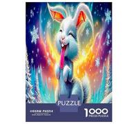 Happy Bunny 1000 Piece Rabbit in Cosmic Starry Landscape Jigsaw Puzzles for Puzzles 1000 Pieces Jigsaw for Adults for Adult Challenging Family Puzzle Game Birthday Gifts 52x38cm/1000pcs
