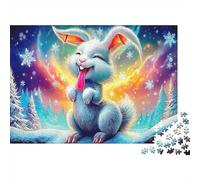Happy Bunny 1000 Pieces Puzzles Beautiful View Starry Bunny Decoration Puzzle Decompression Jigsaw for Men And Women Challenging Puzzles Jigsaw Puzzles for Adults 52x38cm/1000pcs
