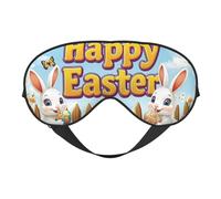 Happy Bunny Colored Eggs and Butterflies Print Sleep Mask with Adjustable Strap, Comfortable Eye Cover for Travel, Yoga, Napping, Sleeping & Relaxation