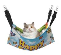 Happy Bunny Colored Eggs And Butterflies Printed Pet Hammock - Sleeping Hammock For Cats, Rabbits, Ferrets, Puppies, Small Animals