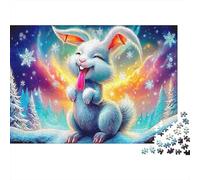 Happy Bunny Colourful Rabbit in Cosmic Vivid Scene 1000 Pieces Jigsaws Adults The Impossible Challenge Home Activity 52x38cm/1000pcs