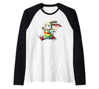 Happy Bunny Jump Day Rainbow Adventure Raglan Baseball Tee
