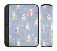 Happy Bunny Rabbit Happy Easter Eggs Seat Shoulder Protector Covers Belt Covers for Adults Toddler Seat Cushion for Boys Girls 2 Pieces 6.5 * 6.5in