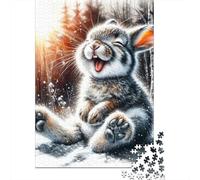 Happy Bunny Winter1000 Piece Premium Cardboard Cute Rabbit Jigsaw Puzzle Set for Adults Educational Game Stress Relief Fun Home Activity Idea 70x50cm/1000pcs