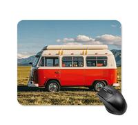 Happy Bus Camper Mouse Pad Cute Square Mouse Mat Leather Non-Slip Rubber Base Mousepad Waterproof Computer Mouses Pad for Laptop Wireless Mouses Keyboard Home Office 20 * 25cm