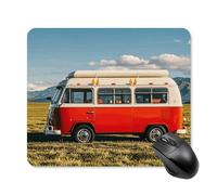Happy Bus Camper Mouse Pad Cute Square Mouse Mat Leather Non-Slip Rubber Base Mousepad Waterproof Computer Mouses Pad for Laptop Wireless Mouses Keyboard Home Office 25 * 30cm
