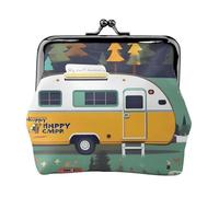 Happy Bus Camper Print Compact Coin Purse Exquisite Kiss Lock Wallet Cute Mini Pouch Coins Cards Wallet