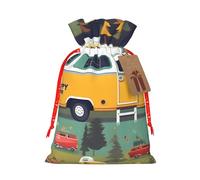 Happy Bus Camper Print Drawstring Gift Reusable Bags Party Favors Holiday Birthday Eco-Friendly Pouches