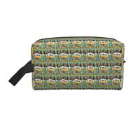 Happy Bus Camper Print Large Capacity Travel Toiletry Bag Unisex Daily Storage Portable Cosmetic Pouch