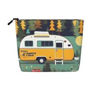 Happy Bus Camper Print Portable Makeup Bag for Women Large-Capacity Travel Toiletry Organizer Pouch