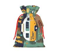 Happy Bus Camper Print Reusable Eco-Friendly Gift Drawstring Bag For Party Favors Seasonal Celebrations