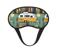 Happy Bus Campers Print Blackout Sleep Mask, with Adjustable Strap for Travel, Night Work, Nap, Office