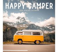 Happy Camper Calendar 2025 | 12" x 24" Camper Travel Wall Calendar 12 Month | Marble City Press | RV Caravan Trailer Van Life Overland Campsite | 2024-2025 Calendar