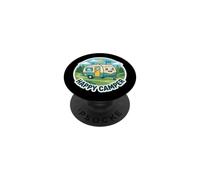 Happy Camper Camping Trailer Pun Joke Camp RV Lover Quote PopSockets Adhesive PopGrip