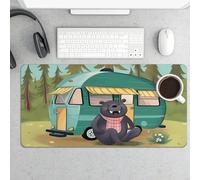 Happy Camper Gaming Mouse Pad 12x24 Inch Desk Pad Protector Waterproof Non-Slip Rubber Base Keyboard Mat Extra Large Desktop Mat for Office Home Computer Laptop Table Accessory