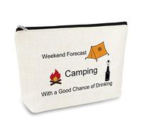 Happy Camper Gift for Women Camping Gift for Best Friend Sister Makeup Bag Camper Lover Vacation Christmas Birthday Graduation Gift RV Gift for Campers Outdoors Travel Cosmetic Bag Girls Weekend Gift