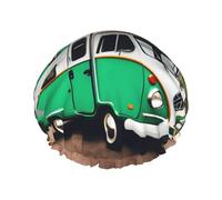 Happy Camper Green Shower Cap For Women, Reusable Shower Cap, Waterproof Bath Cap For Women Long Hair