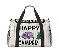 Happy Camper Large Travel Duffle Bag with Shoulder Strap,Water-Resistant Twill Weekender Bag for Men Women,Spacious Carryall Gym Bag