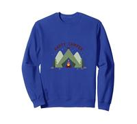 Happy Camper Outdoors Adventure Tent Campfire Sweatshirt, Adult Unisex, Royal Blue, L