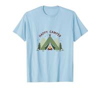 Happy Camper Outdoors Adventure Tent Campfire T-Shirt, Men, Baby Blue, L