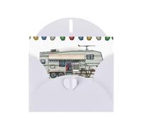 Happy Camper Pattern Blank Greeting Cards For Birthdays, Valentine'S Day, Parties, Weddings, 4x6 Inches White Envelope