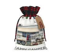 Happy Camper Patterned decorative gift bag, drawstring candy bag, reusable, suitable for storing gifts or everyday items.