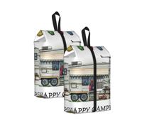 Happy Camper Print Trainer Bag Portable Boot Bag with Zipper Closure Storage Pouch for Travel Home-2pcs