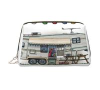 Happy Camper Printed Hand-held Zipper Cosmetic Bag Large Travel Toiletry Bag Suitable for Home and Travel