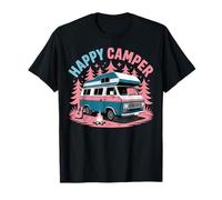Happy Camper Retro RV Campfire Guitar Night Forest T-Shirt