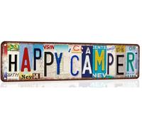 Happy Camper Sign Vintage Metal Tin Signs Funny Happy Camper Decor Camping Accessories For Rv Camping Street Signs Camper Decorations 4x 16 Inches