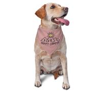 Happy Camper Summer Dog Bandana，Adorable Puppy Accessory for The avid Camper ，Pet Neckerchief for Pets Daily Wear Photo Prop Party Supplies,Funny Cute Dog Bandana (Pink)